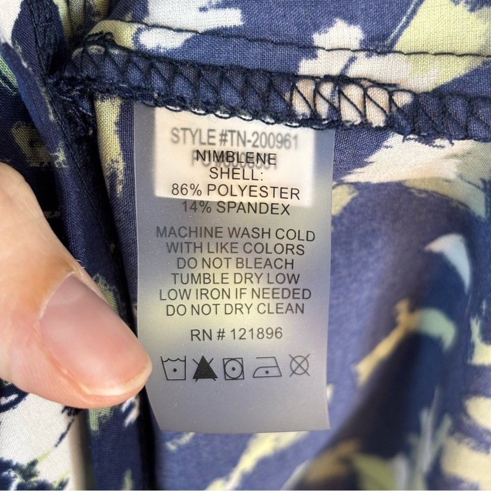 Title Nine sz 2 A-Line Tank Dress Keyhole Back w/ Pockets Blue Abstract Pattern - Picture 6 of 6